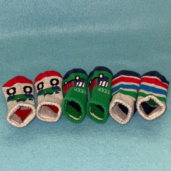 INFANT socks monster truck dump truck stripes cozy comfy 3 pair size 0-6 months - Picture 10 of 10